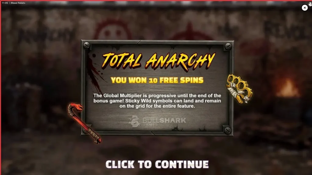 Cenário urbano e rebelde do slot Blood Rebels com símbolos de combate