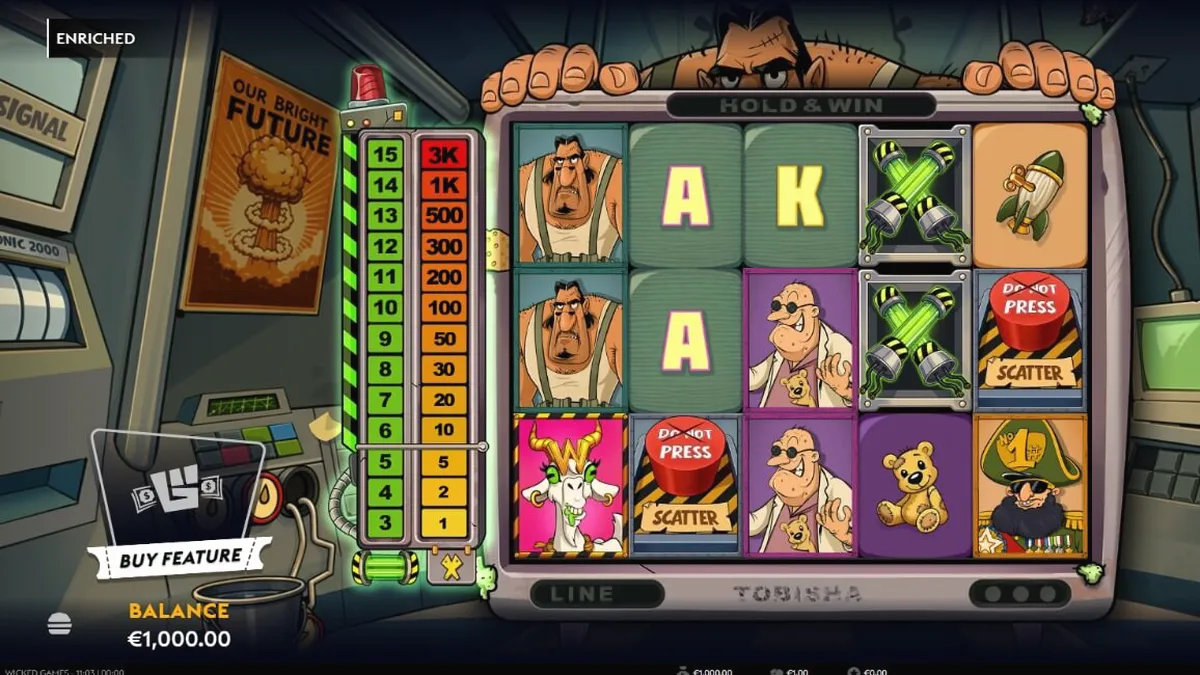 Interface do slot Enriched com tema nuclear