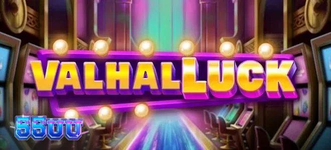Interface visual do jogo ValhalLuck com elementos nórdicos e brilho intenso
